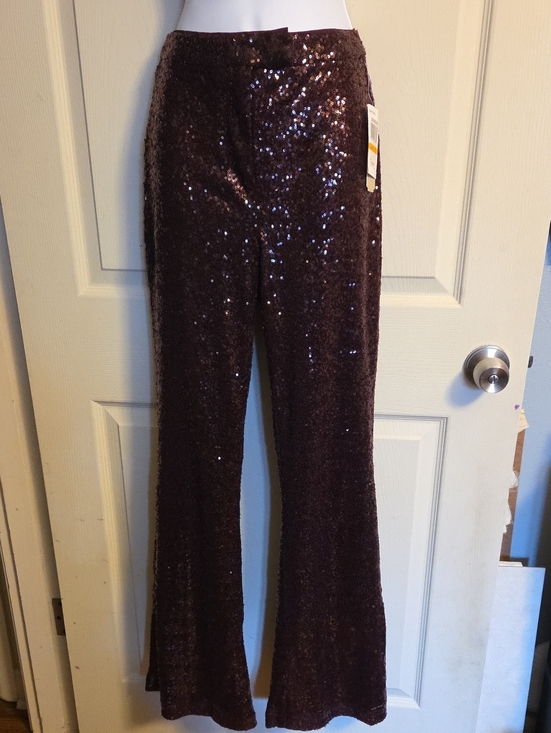 Gianni Bini Pants - Gianni Bini Brown Sequin Flare Pants Size 7 NWT